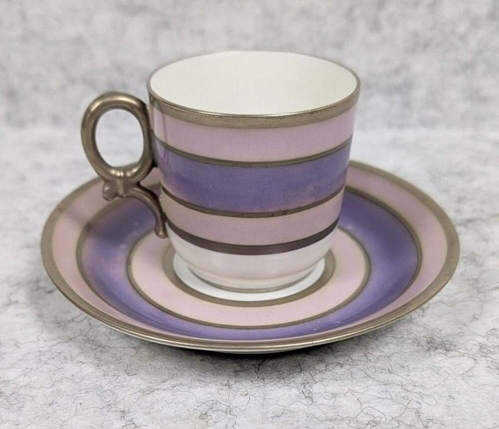 Antique New York Retailer Sandor Decsenyi Art Deco Demitasse Cup Saucer Set